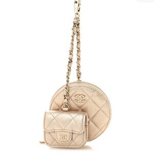 Chanel Gold Quilted Mini Bag Duo